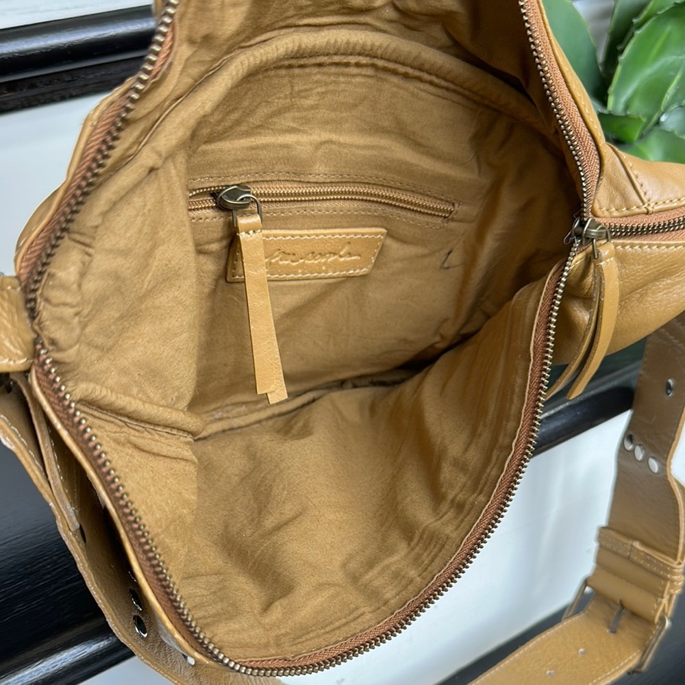 Free People Tan Leather Crossbody Belt Bag with Studded Strap - Picture 10 of 14